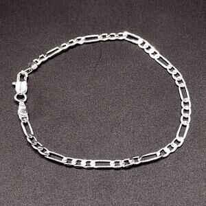 925 Sterling Silver Plated 4mm Figaro Bracelet Mens Womens Christmas Gift NEW!